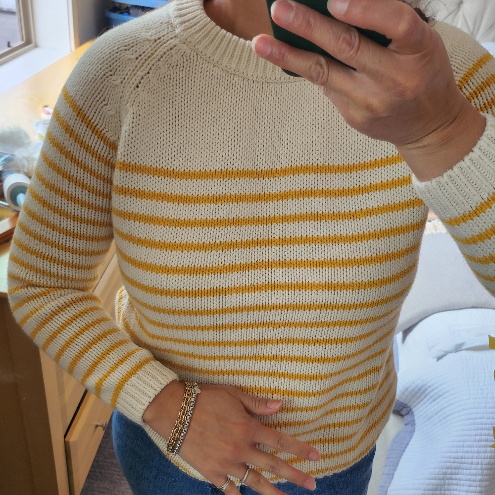 Cream With Yellow Stripes Cotton Sweater